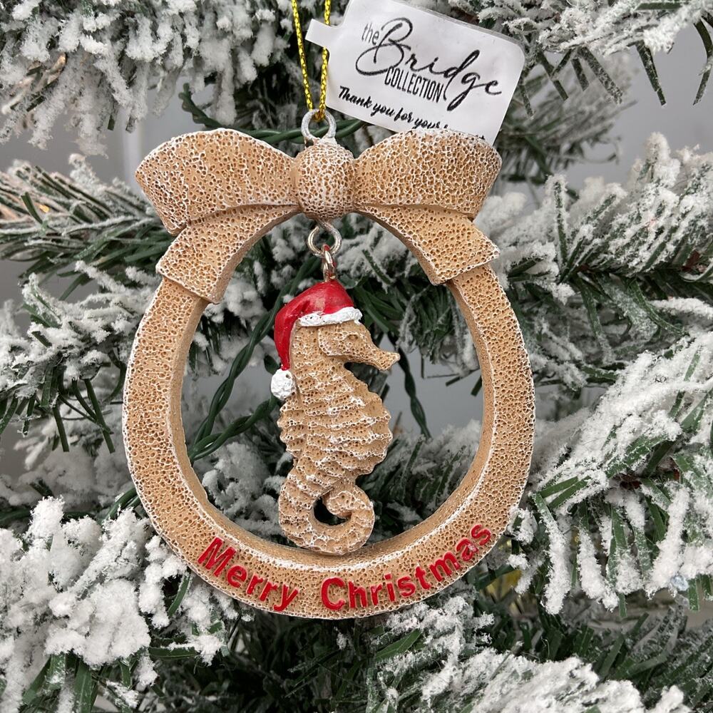 Christmas Ornament-Seahorse “Merry Christmas.”-The Bridge Collection
